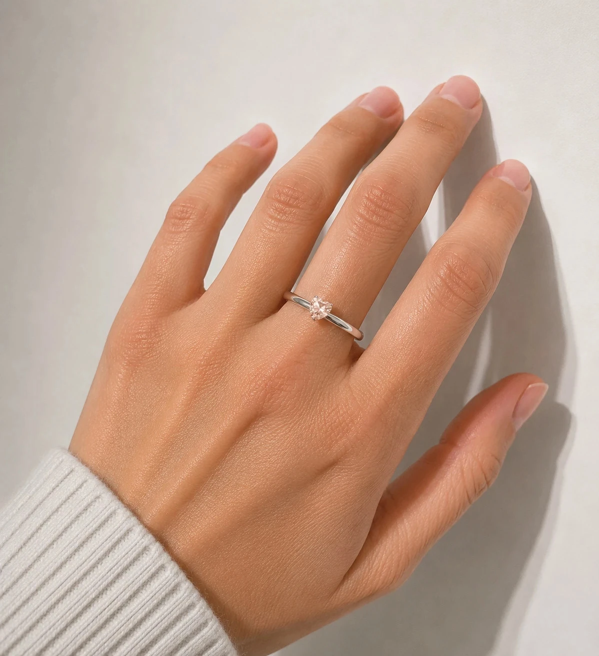 Solitaire hartvormige ring lichtoranje roestvrijstaal zilver - maat 50 (16mm) - doos inbegrepen – photo 6